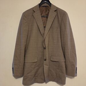 Brooks Brothers Madison BrooksCool Sport Coat 42L Full Canvas Houndstooth Brown